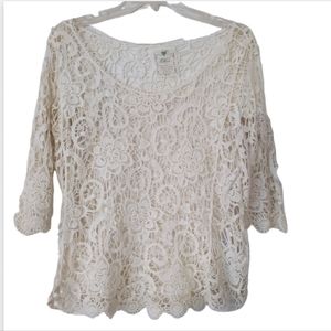 Ellison S off white large lace cotton sweater  NWOT